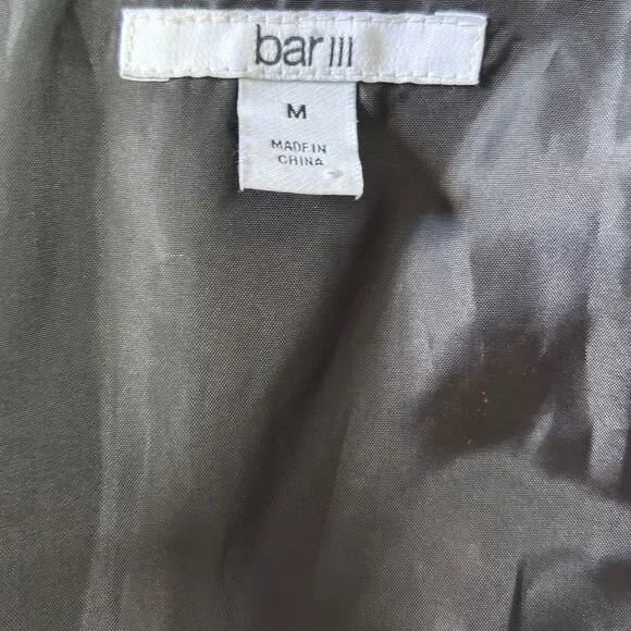 Bar III Puffer Silver Metallic Cropped Snap Zip Up Jacket - Picture 8 of 9